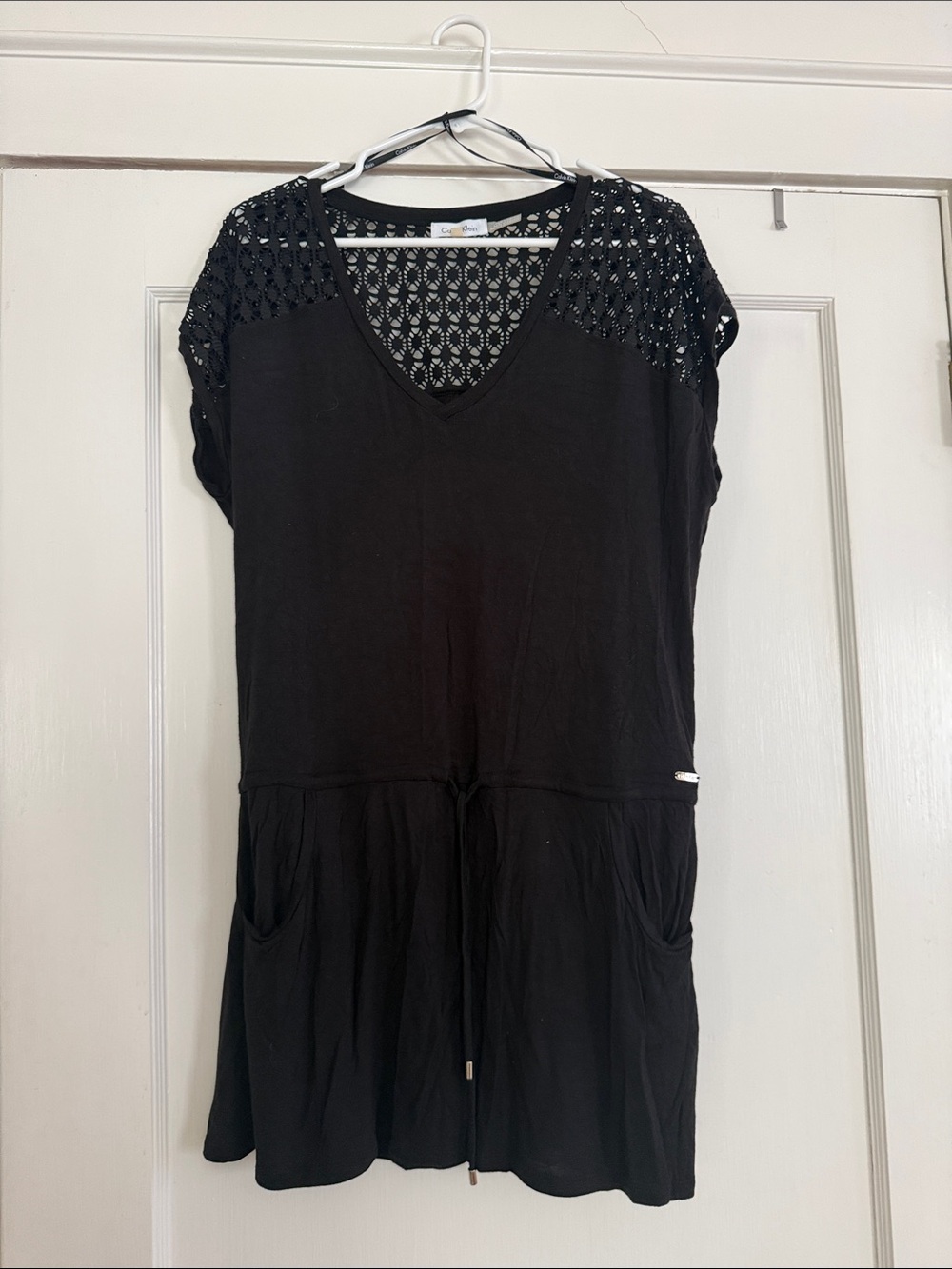 Calvin Klein Black Knit V-Neck Cover up